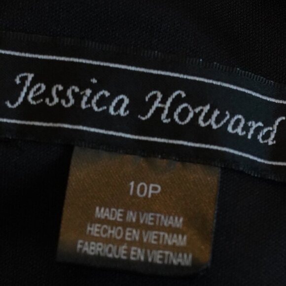 Jessica Howard, Metallic Leopard Print ¾ Sleeve V-Back Midi Dress, Black, Brown - Picture 5 of 7